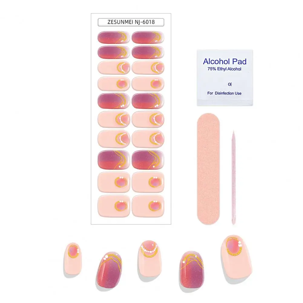 

Adhesive Nail Wraps Long Lasting Gel Nail Strips with Self-adhesive Sticker Easy Apply Remove Waterproof Decorative Wrap for Uv