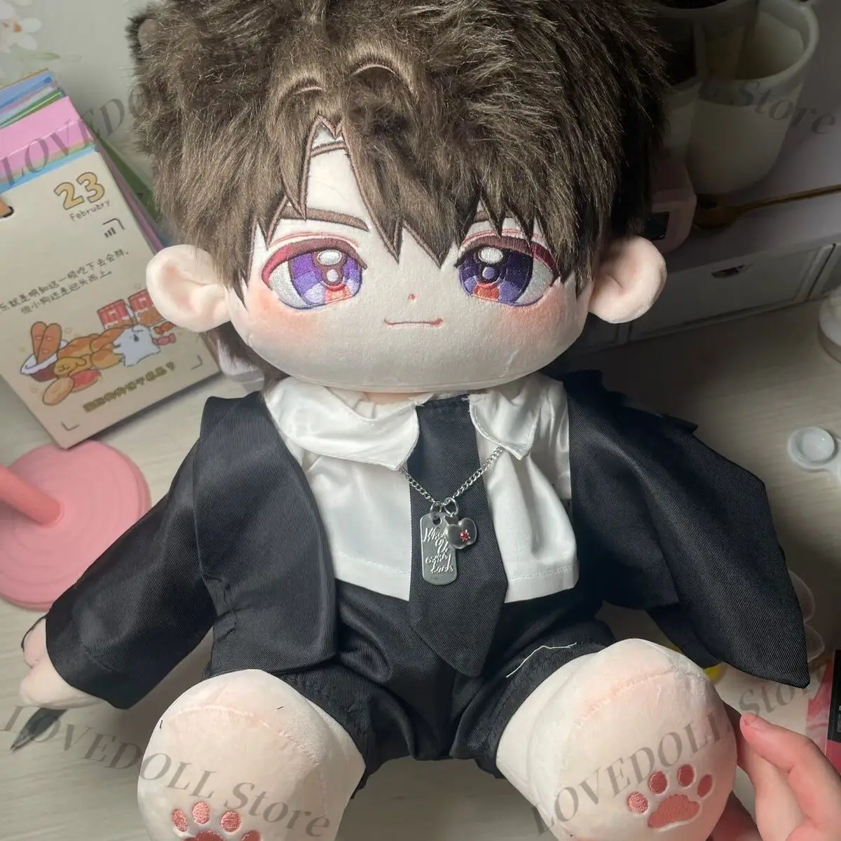 40CM Caleb Love and Deepspace Anime Cosplay Cartoon Kawaii Cotton Stuffed Doll Body Pillow Plush Toys Dress up Xmas Gift