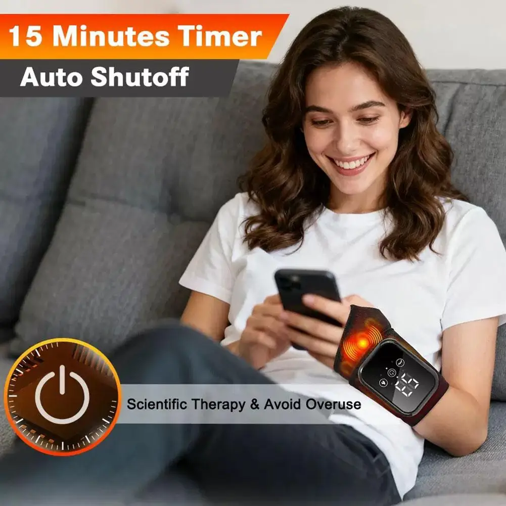 واقي المعصم الكهربائي مدلك معصم اليد قابل للتعديل مدلك المعصم الذكي مع تسخين الأيدي مدلك تخفيف التعب الحراري