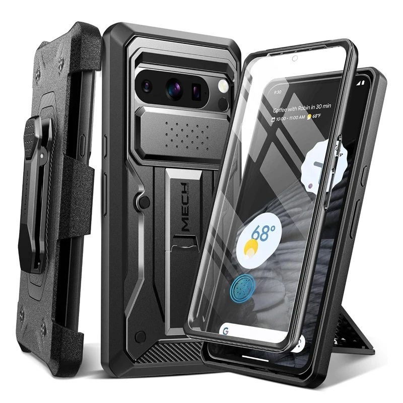 For Google Pixel 8 Pro Case built Slide Camera Cover Screen Protector Full-Body Shockproof Rugged Case with Kickstand Belt-Clip