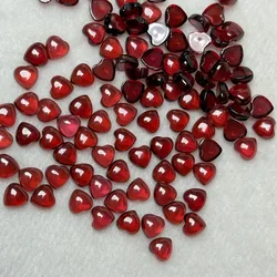Wholesale 10pcs Natural Garnet Bead Cabochons 6mm Hearts Semi-Precious Gemstone Cabochon Ring Face For Jewelry