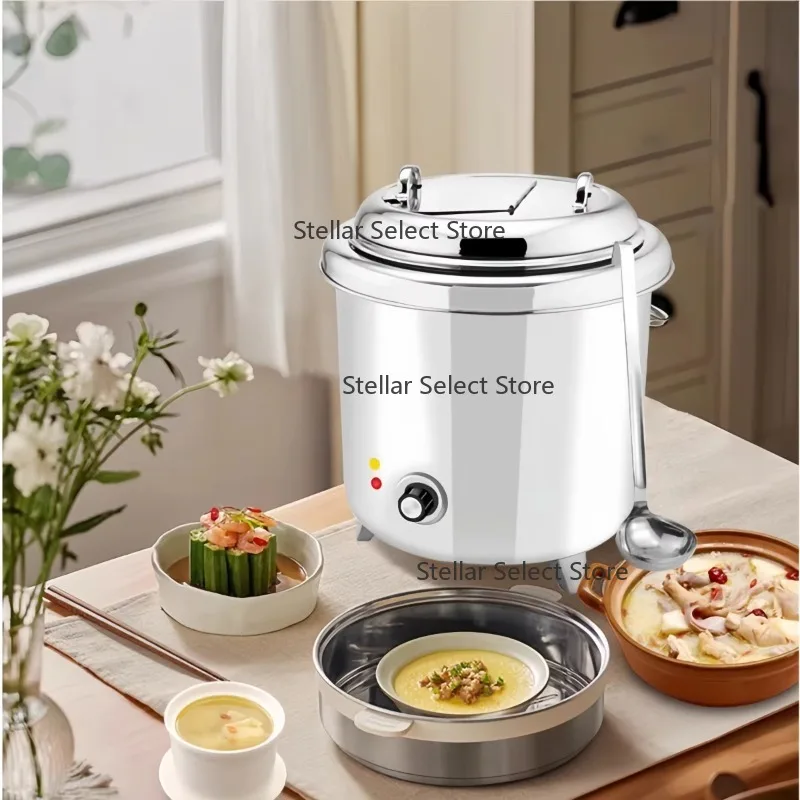 Hot Selling Thickened Stainless Steel Soup Warmer Catering Adjustable Buffet Electric Heating Porridge Soup Pot for Restaurant