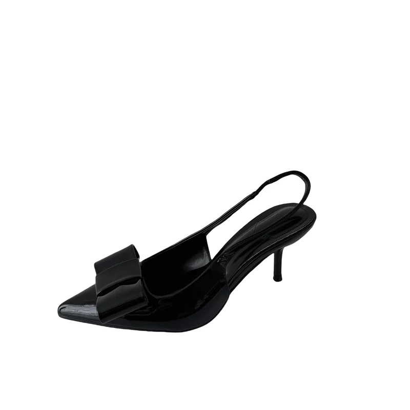 

Red Heels Woman Bow Pointed Toe Slingback Shoes Burgundy Heels Summer Office Shoes Ladies Pumps Plus Size 43 Talons Femme