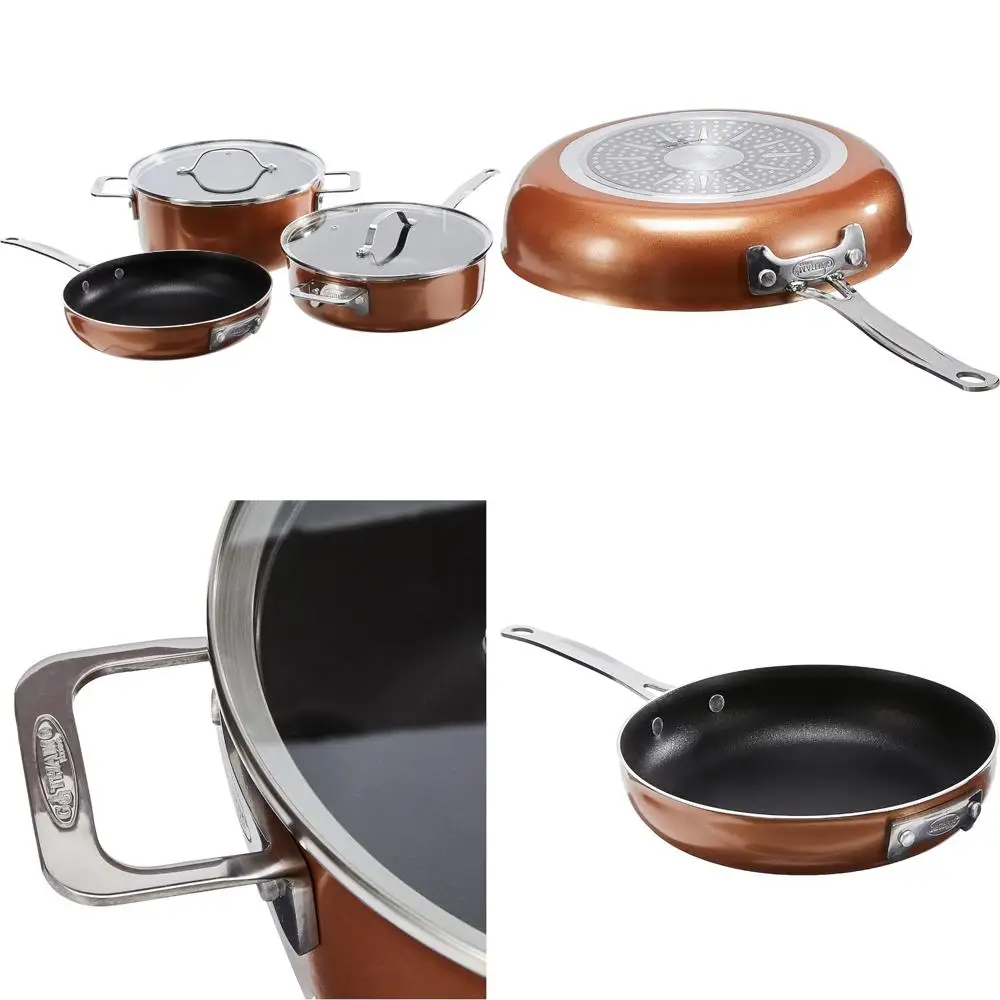 

Коллекция GreenPan Paris Pro: набор посуды из твердой анодированной керамики с антипригарным покрытием из 11 предметов с крышками из нержавеющей стали, без PFAS