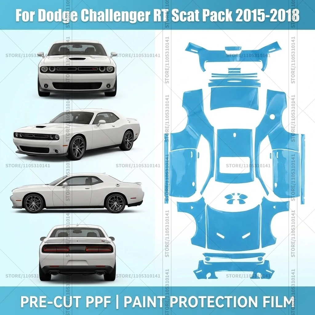 Pre-Cut Paint Protection Film PPF Transparent Car Film Automotive PPF Full Vehicle  For Dodge Challenger RT Scat Pack 2015-2018