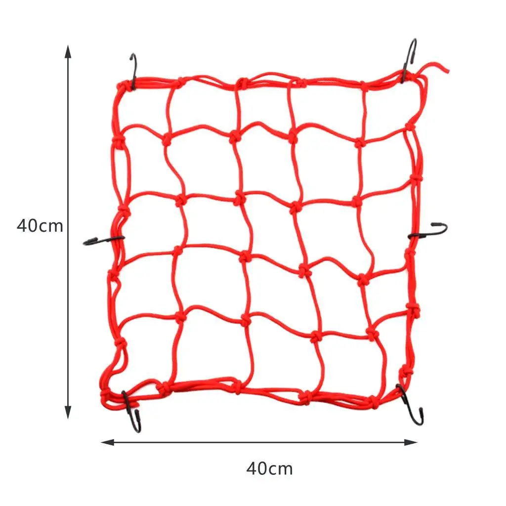 2X Motorcycle Bike Cargo Elastic Net Luggage 6 Hooks Mesh Holder Red 40*40cm