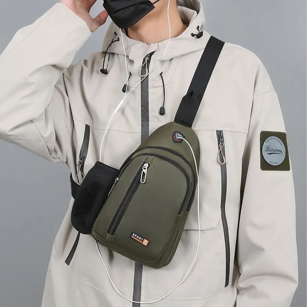 Durable Large Capacity Men Chest Bag with Headphone Hole Multifunctional Travel Bag Waterproof Sports Bags