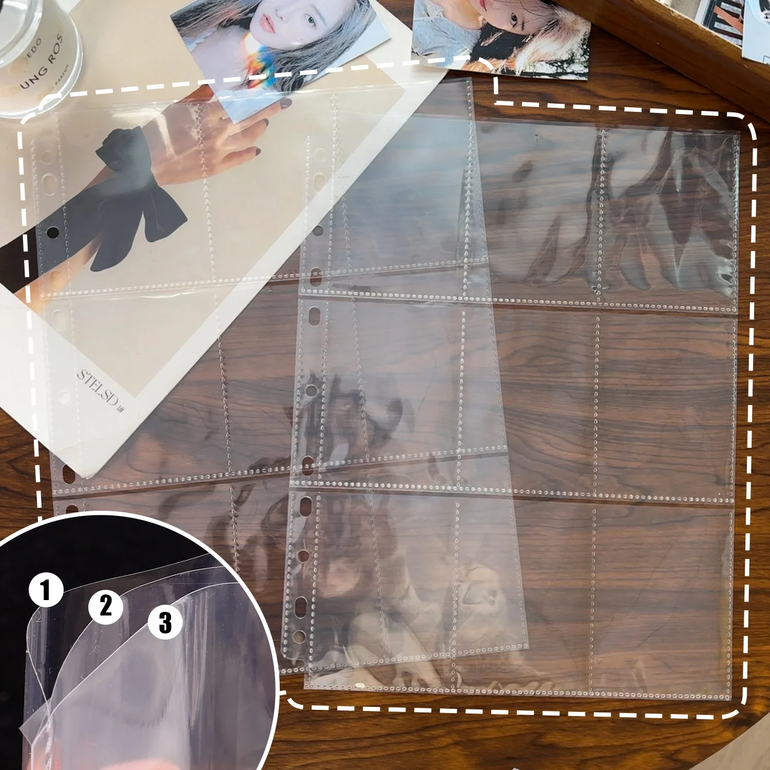 Double Side Card Sleeves Binder Sheets Portable Transparent Photocard Holder Pages Multiple Pockets Sleeve for Kpop Idol