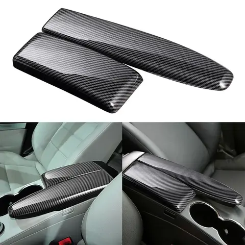 자동차 중앙 팔걸이 박스 패널 커버, ABS 탄소 섬유 블랙 캡, 메르세데스 벤츠 C W204 E W212 GLK X204 인테리어 액세서리, 2x