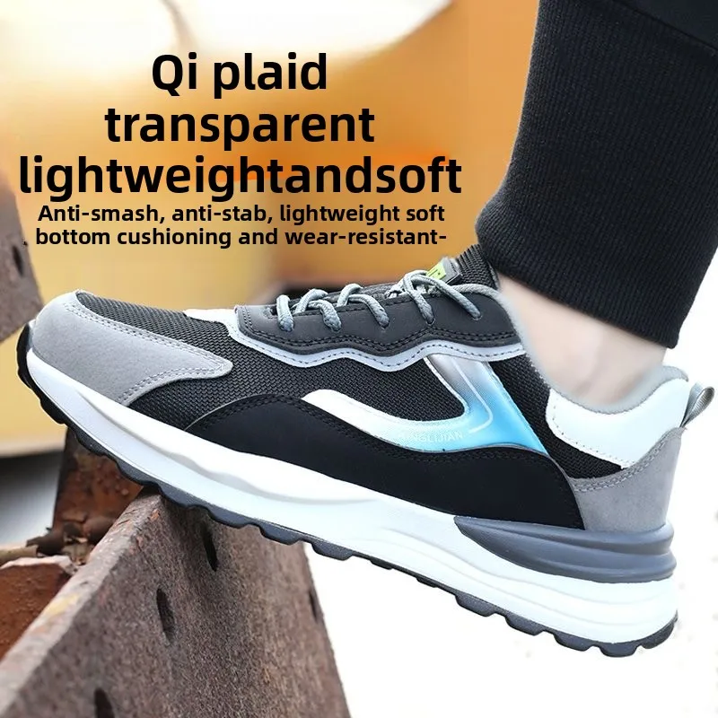 أحذية أمان رجالية أحذية حماية العمل الوقاية من الرائحة مكافحة تحطيم ثقب النساء الرجال سلامة التنس مع غطاء صلب لأصبع القدم