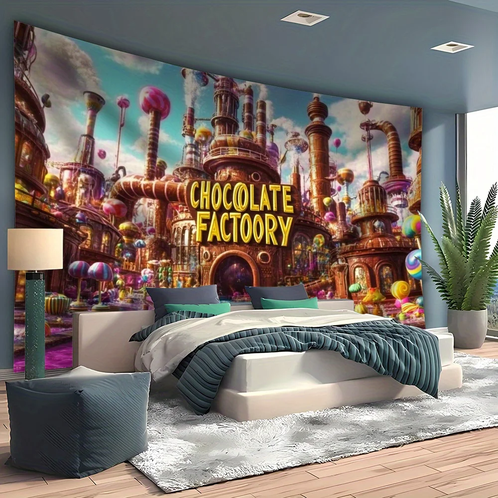 One 2D photo booth accessory, an amusing chocolate factory party backdrop banner -XY