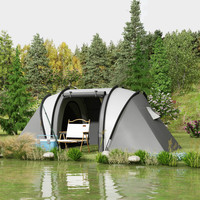Camping tent for 4-5 people slightly water-repellent family tent with 3 rooms side door window tent with 3000mm water column