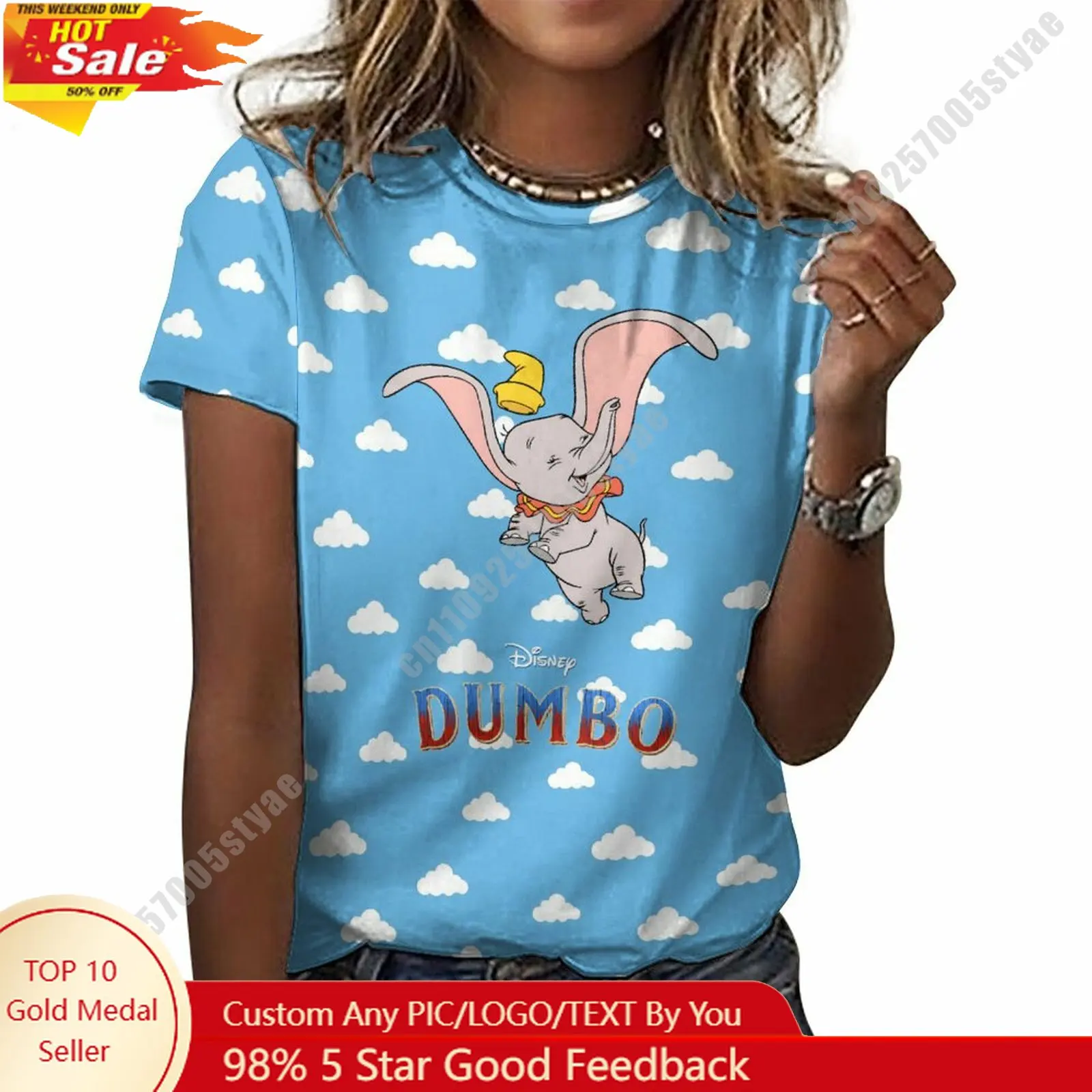 

Dumbo T Shirt Disney Cartoon Custom Your Own Cotton Tee Personalized Photo Text Print Casual Street Style Short Sleeved Top