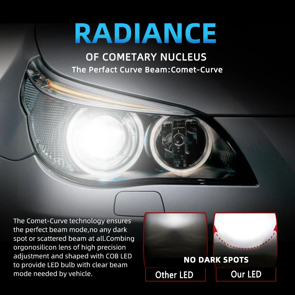 Lampu Depan Mobil LED 2 Buah C6 H4 H7 H11 9005 9006 7600LM 36W Lampu Depan Mobil LED Bohlam Lampu Sorot Tinggi/Rendah Warna 6000K