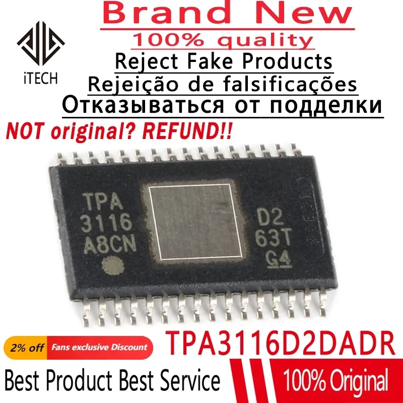 5pcs/lot Original TPA3116 TPA3116D2 TPA3116D2DADR IC chip new original 32-HTSSOP 100% New and Genuine In Stock