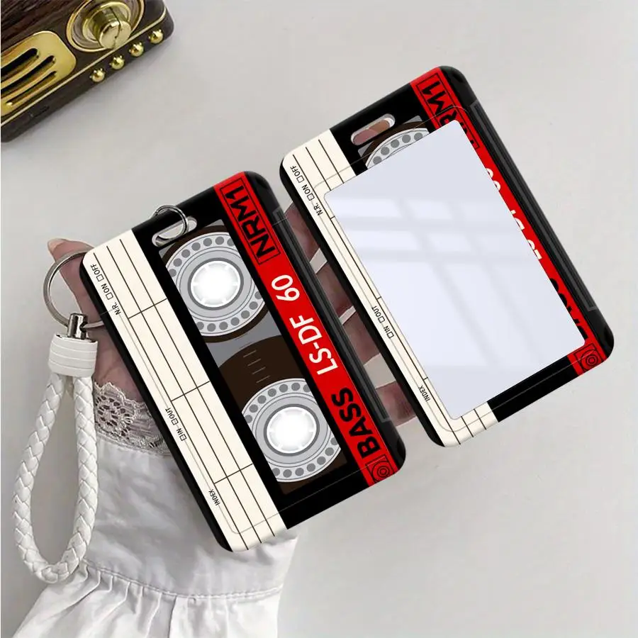 Cassette Tape Volume Camera Cover Case 1Pc Card Holder Retractable Credit Card Holders Holders Child Bus with lanyard Bank ID