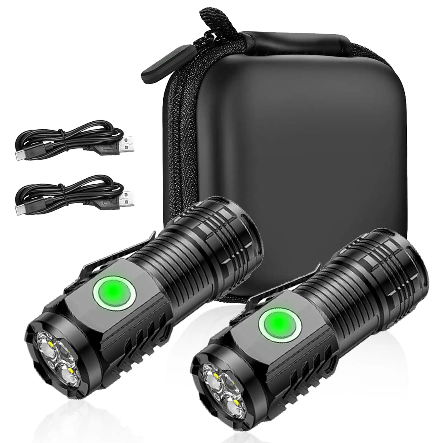Portable Super Bright Mini Flashlights With Clip Rechargeable Waterproof Emergency Lighting Spotlight Outdoor Camping Torch