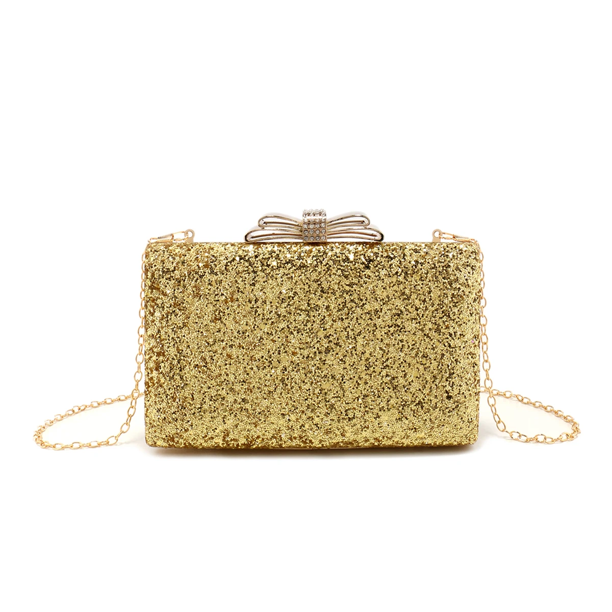 

Metal Bow Diamonds Clutch Bags Sequined Evening Bags Flap Fashion Handbags With Glitter Handbags For Girl Party Purse