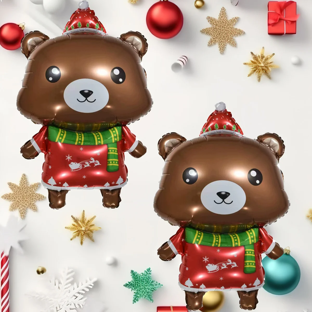 2 Stücke Weihnachtsbär Folienballons Weihnachtsdekorationen für zu Hause Partyzubehör Neujahr Navidad 2026 Dekor