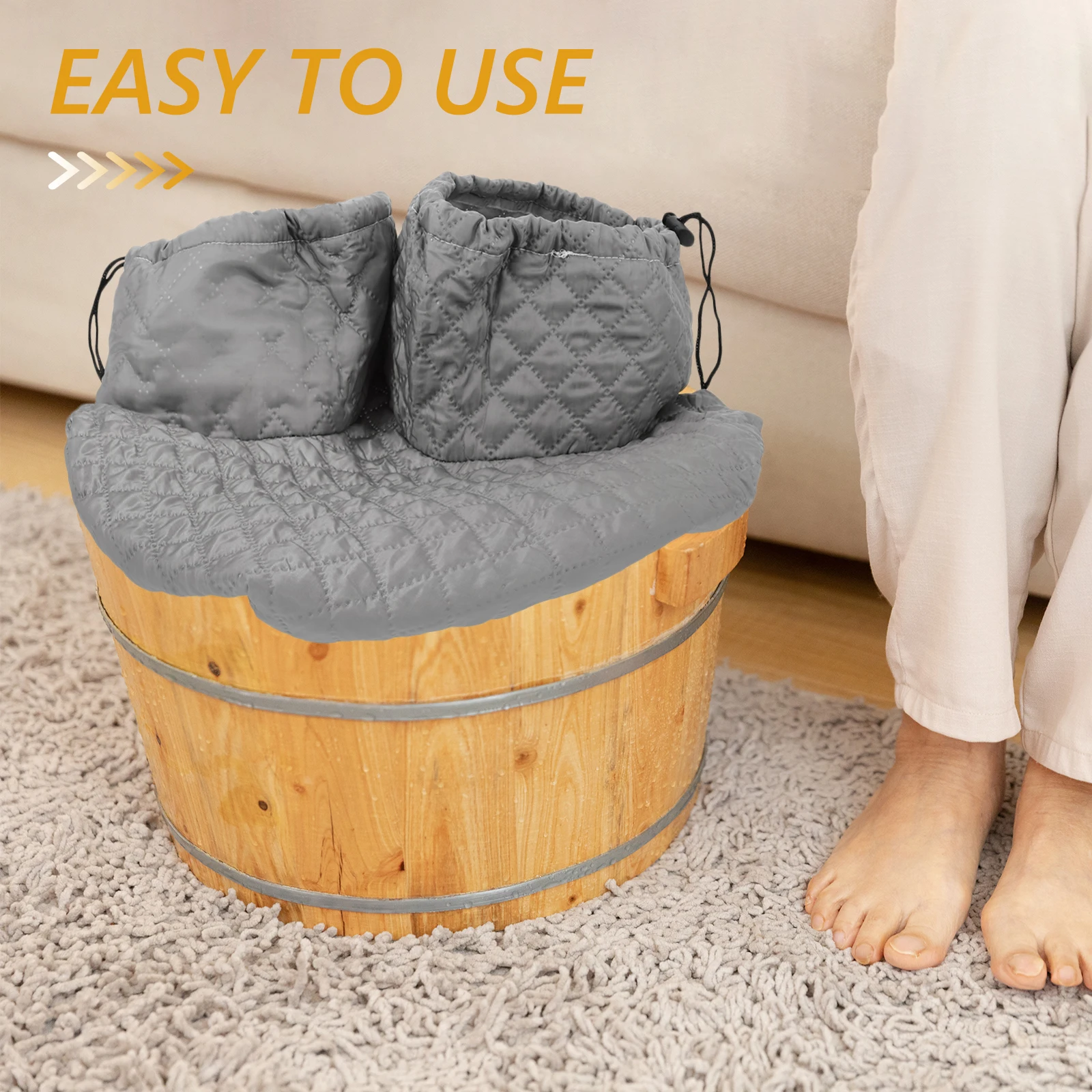 

Insulation Cover Bucket Protector Cloth Hood Grey Tub Holder Dual Basin Soaking Covers Cotton Support Heat Retention