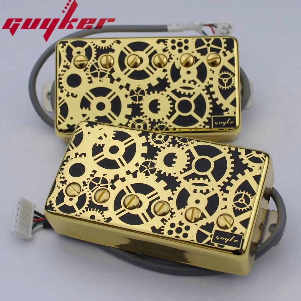 

GUYKER-Alnico Humbucker Pickup for Guitar, LP, 1 Set,Golden Surface Gear Pattern, Eagle Wings Chart