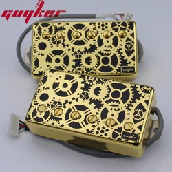 GUYKER-Alnico Humbucker Pickup for Guitar, LP, 1 Set,Golden Surface Gear Pattern, Eagle Wings Chart