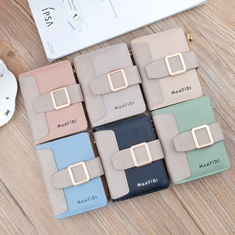 New Mini Wallet Fashion Female Card Holder Zipper Coin Purse PU Leather Credit Card Case Money Bag Ladies Small Clutch Girl Bags