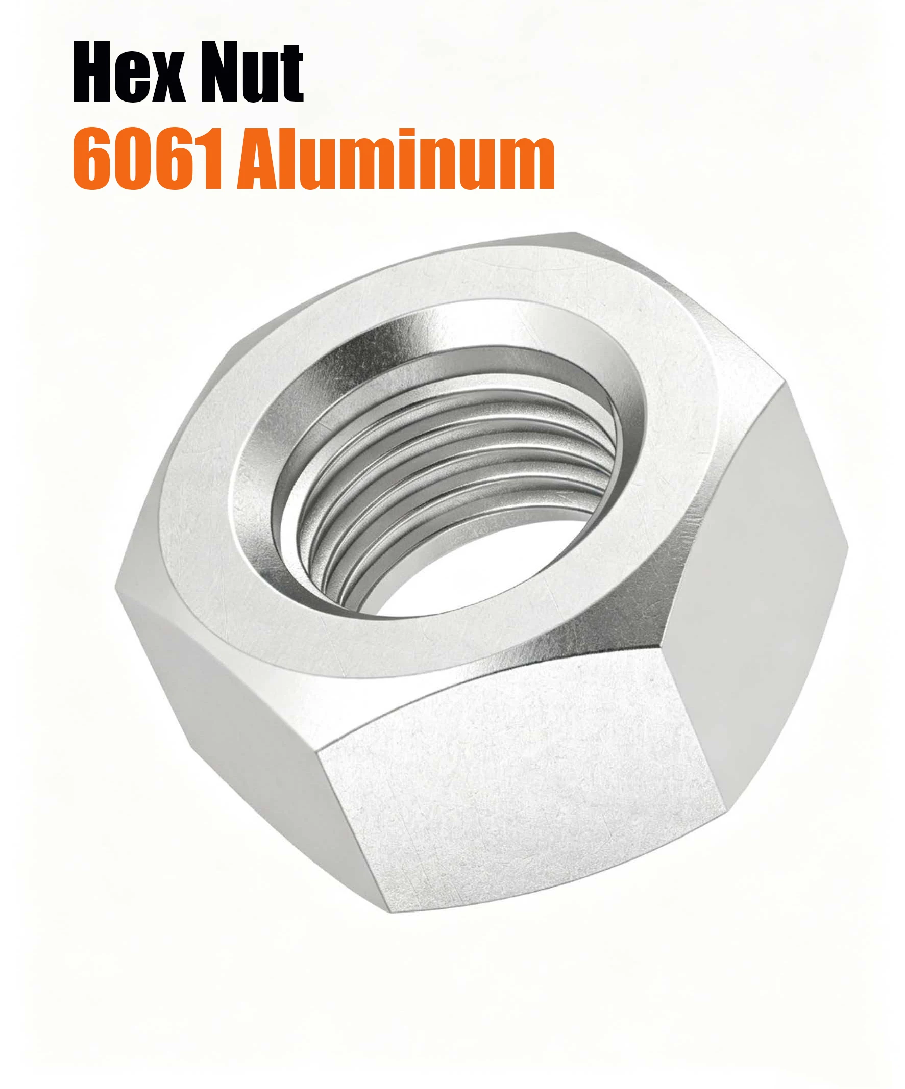 M2 M2.5 M3 M4 M5 M6 M8 M10-M30 6061 Aluminum Alloy Hex Nuts DIN934 Hexagon Nut Metric Threaded Hexagonal Metal Fasteners Nuts