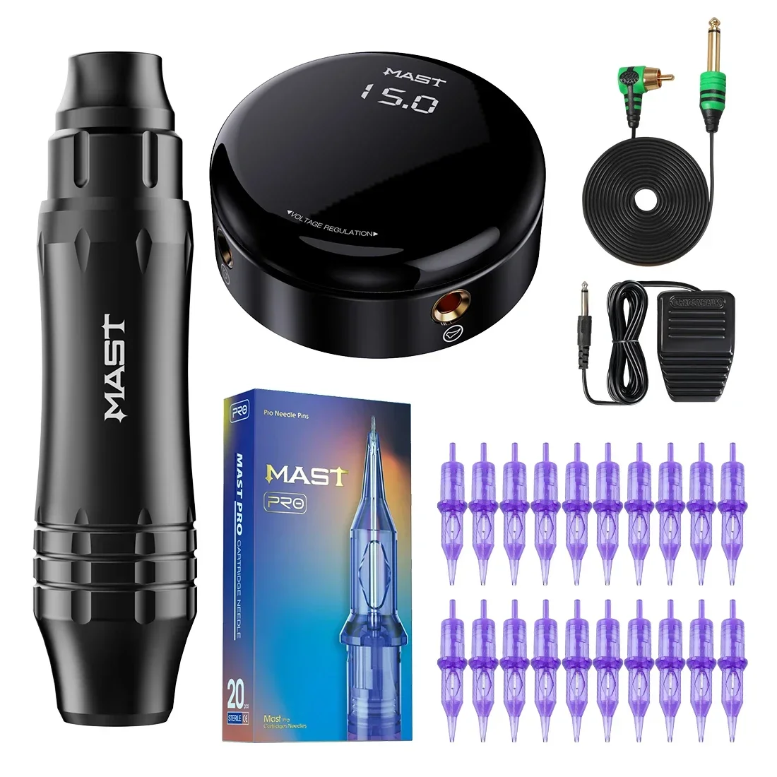 Mast P10 Ultra Tattoo RCA Machine Pen Makeup Permanent Kit New OLED Screen Power Supply Cartridge Needles Set Tattoo Kits