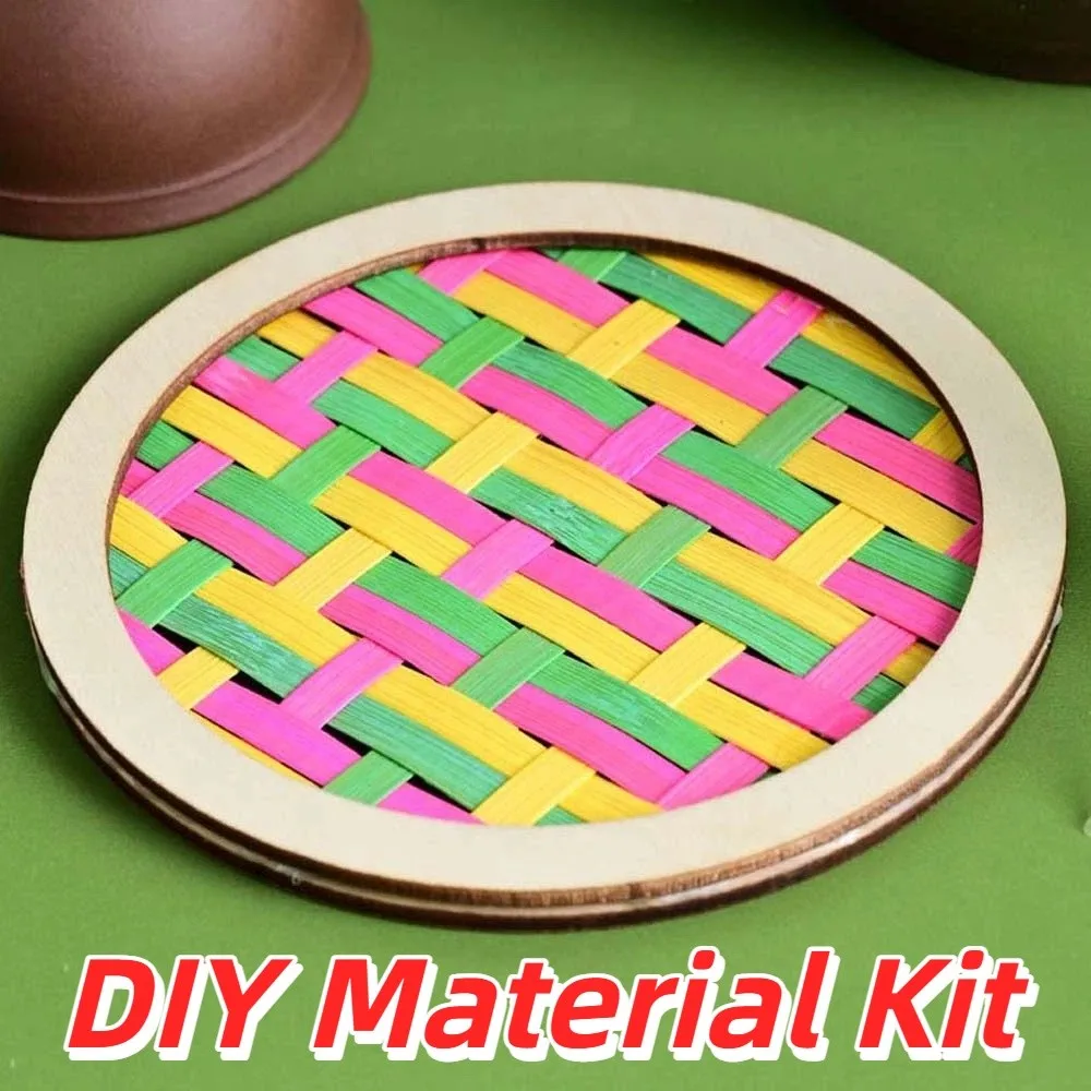 Eco-Friendly Bamboo Coaster DIY Pre-cut Multicolor Woven Coaster Pack Educational Unisex Handmade Cup Mat School Project