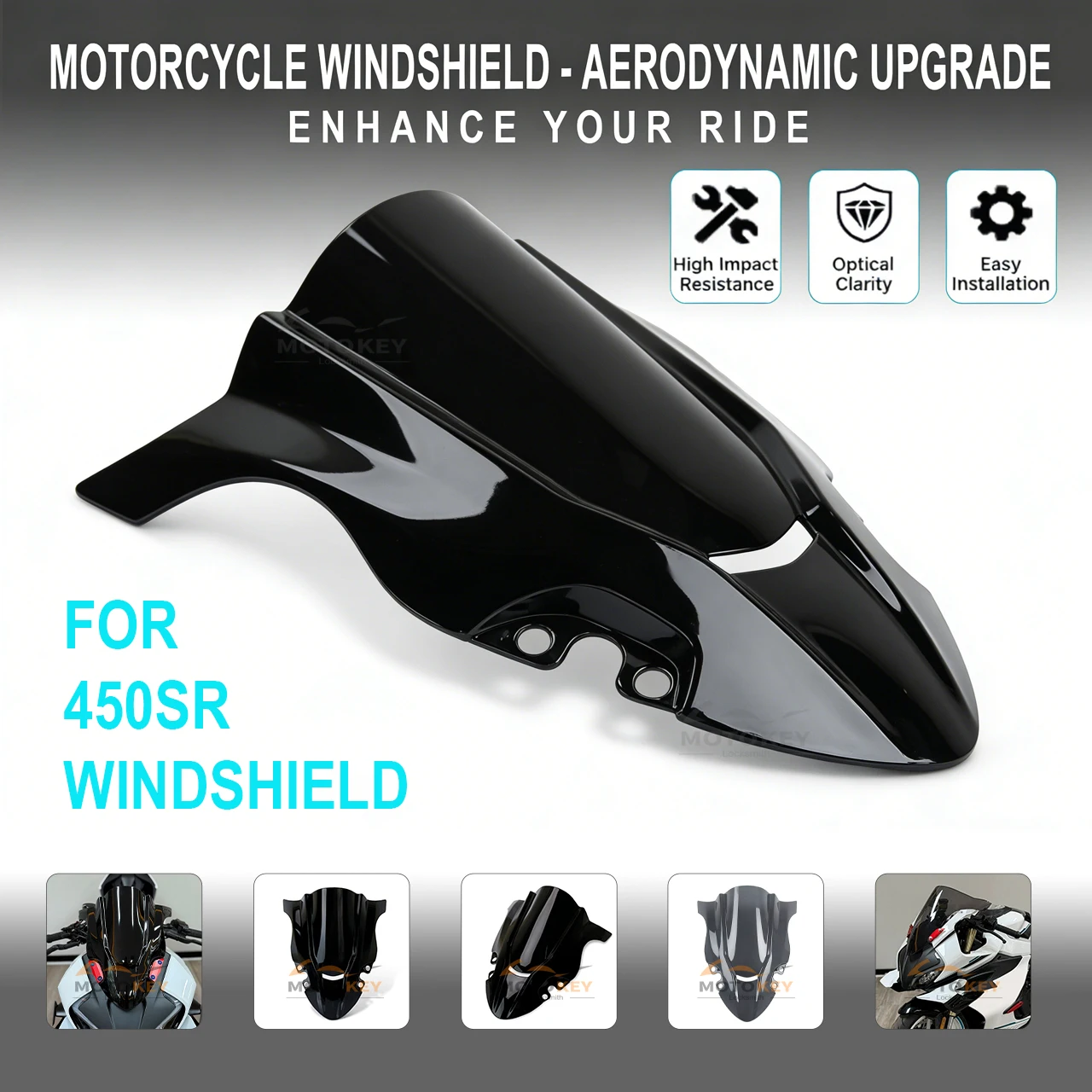 

New Motorcycle WindScreen Windshield Fairing Deflector Cover Wind Deflector Visor For CFMOTO 450SR 450SRS 2022 2023 2024 2025