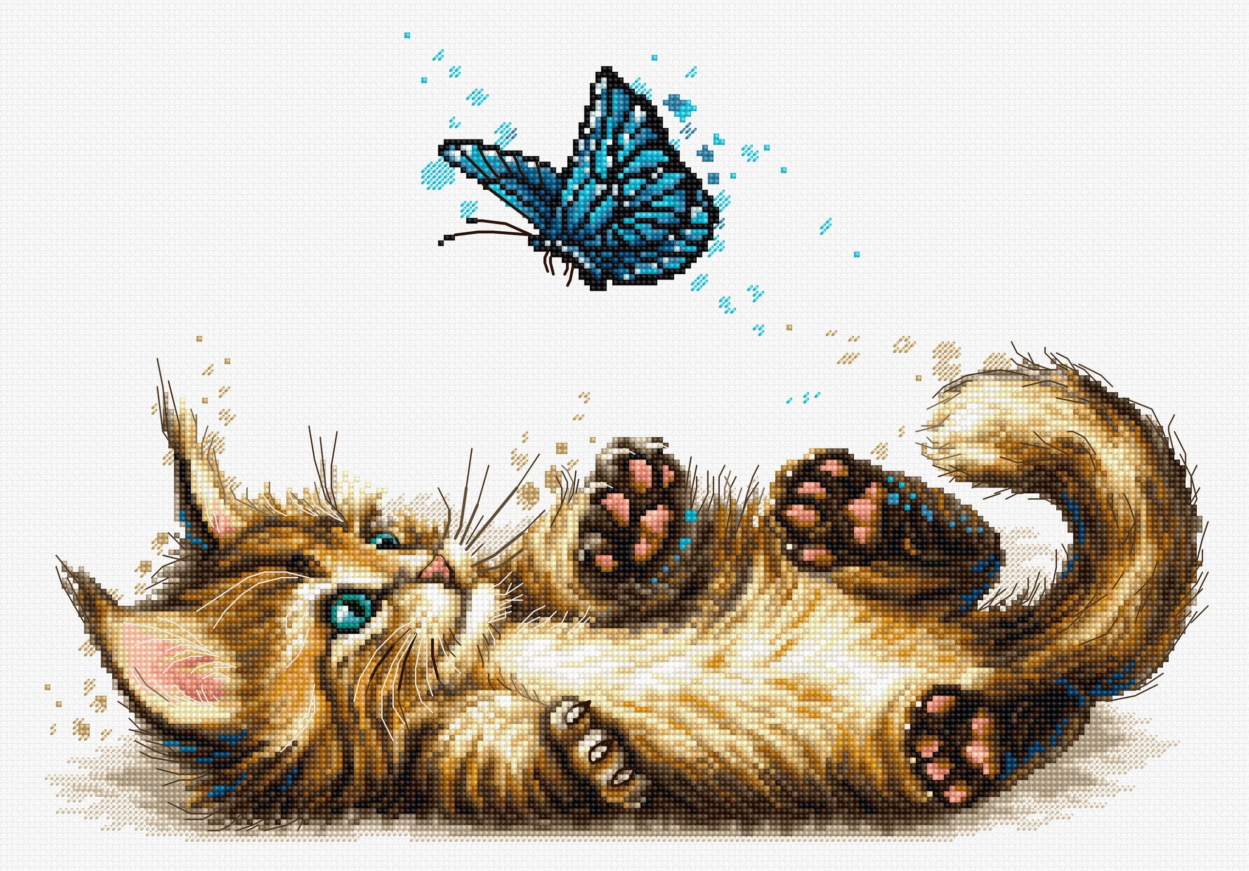 Cross stitch Kit  Canvas Cross Stitch Embroidery Set  -20-Luca-S B7013 Playing Cats 48-36 Cross Stitch Set