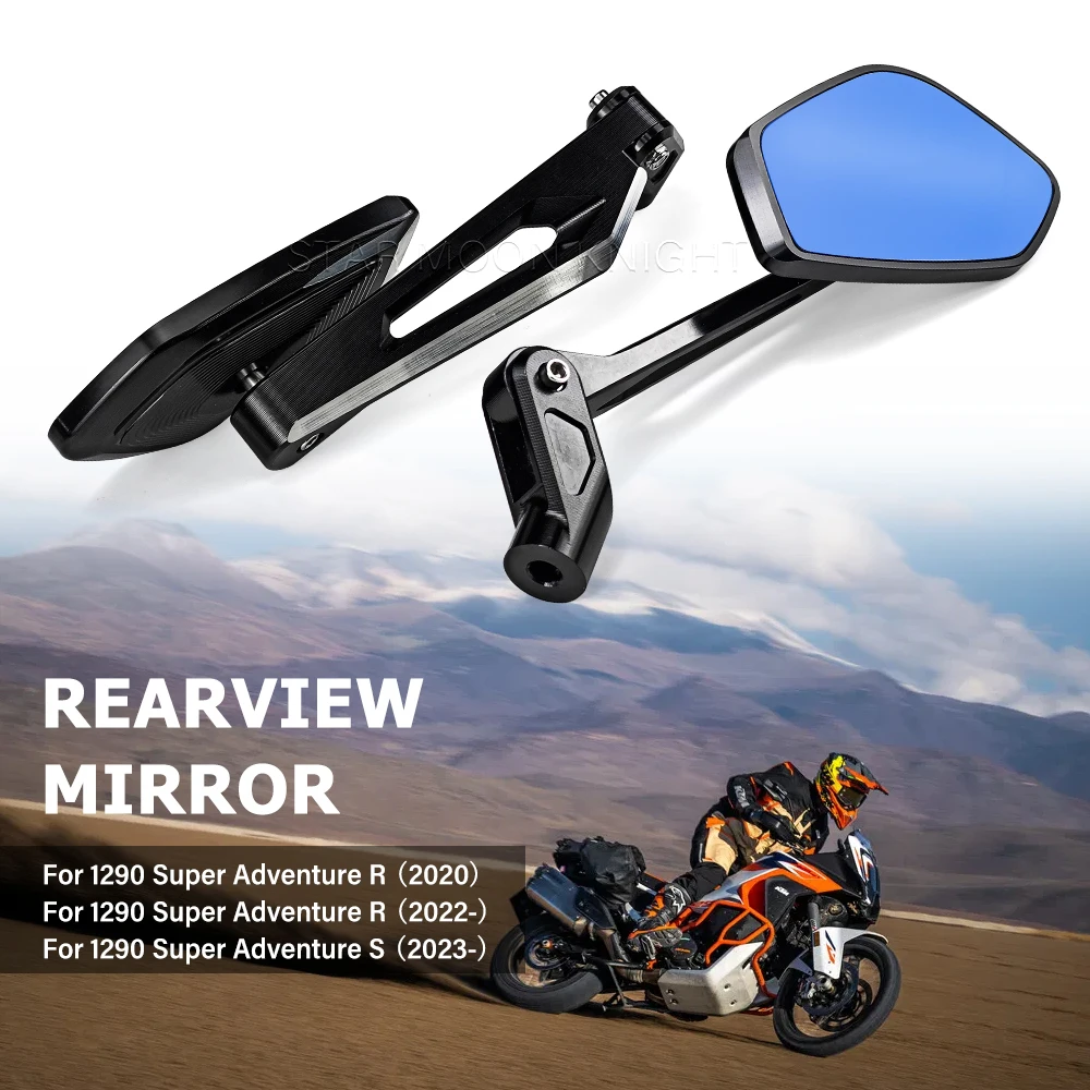 CNC Aluminum Rearview Mirror For 1290 Super Adventure R (2020) (2022-) S (2023-) Ultra-wide-angle Folding Mirror Anti-glare