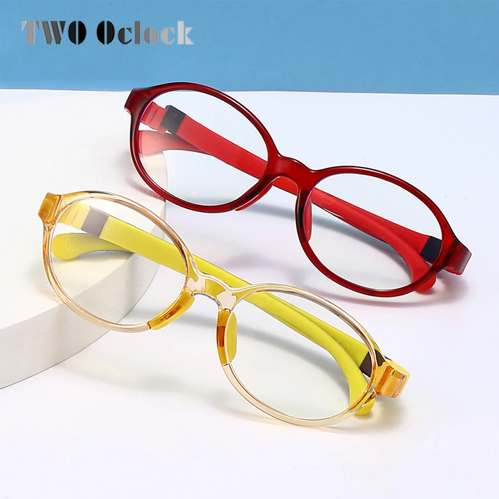 Flexible Oval Kids Glasses Frames Transparent Candy Color Boy Girl Eyeglasses Block Blue Light Medical 0 Diopter Optical Frames