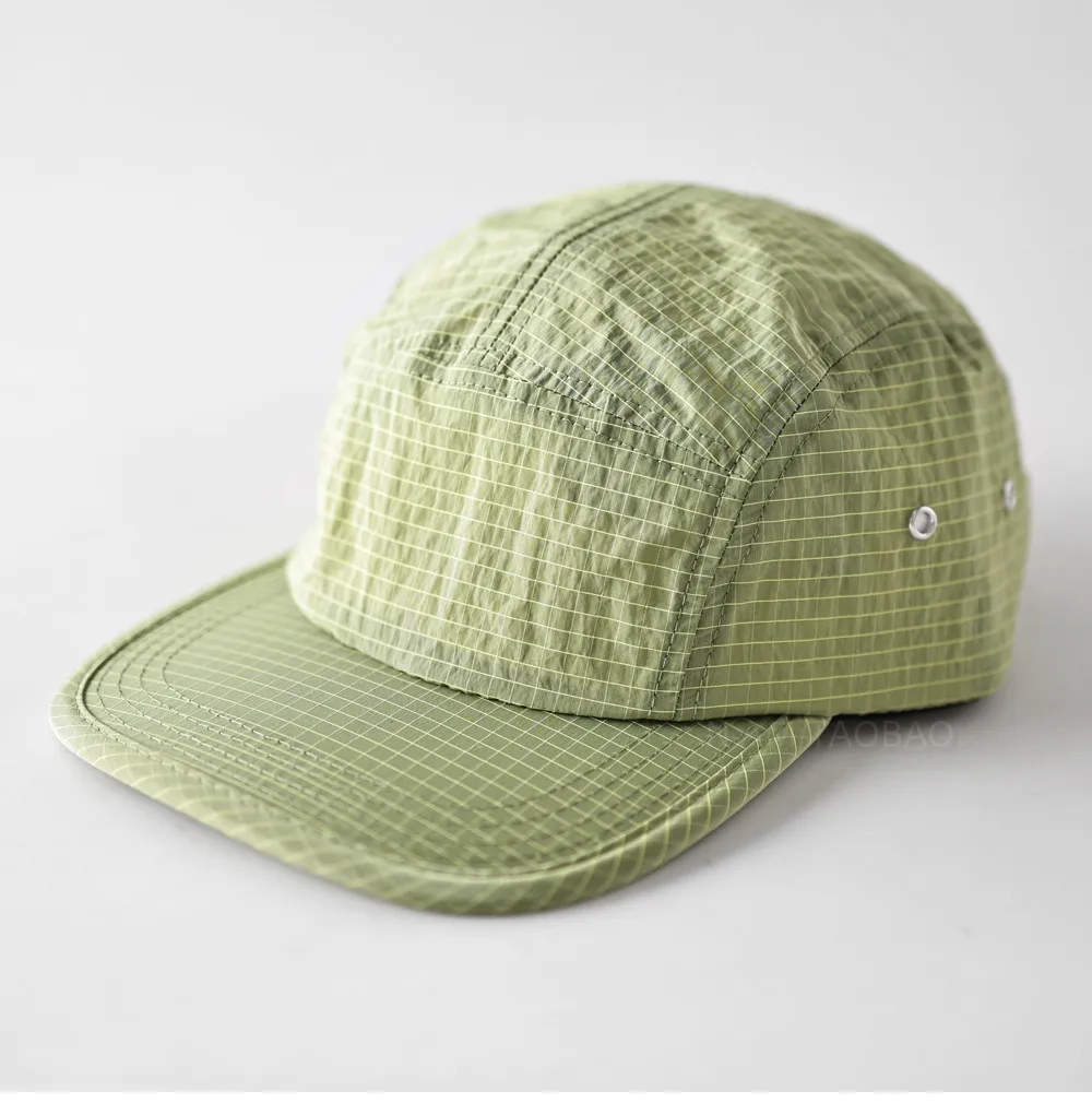 Solid Color Quick-drying Plaid Hemming Sun Flat-brimmed Hat Men Women Running Sports Breathable Sunshade Ultra-thin Baseball Cap