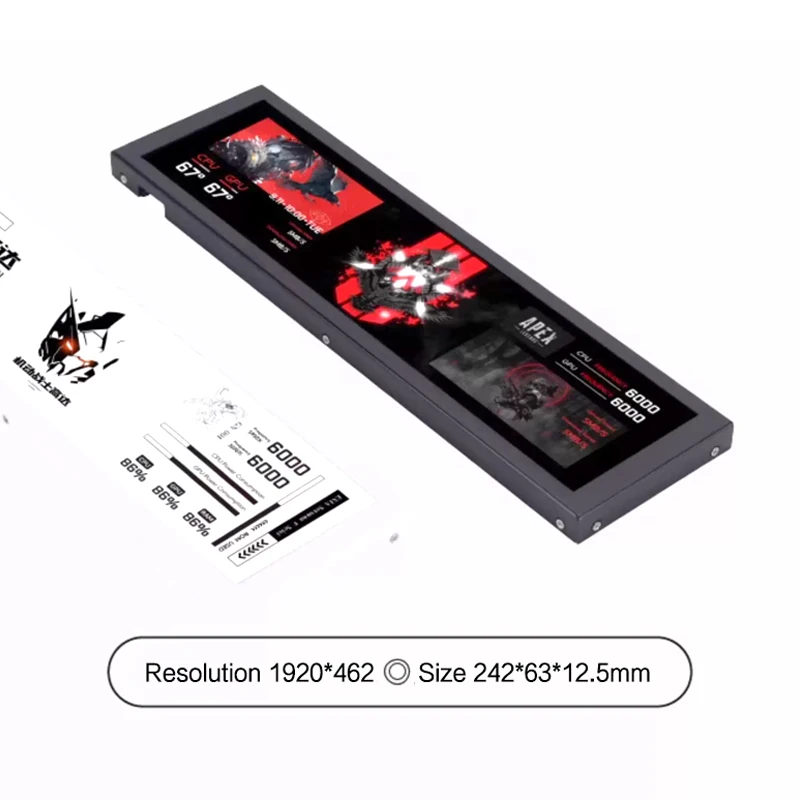 Turing-Smart 9.2'' IPS Secondary Screen Type-C,White/Black, Computer Case Monitoring Display AIDA 64 freely