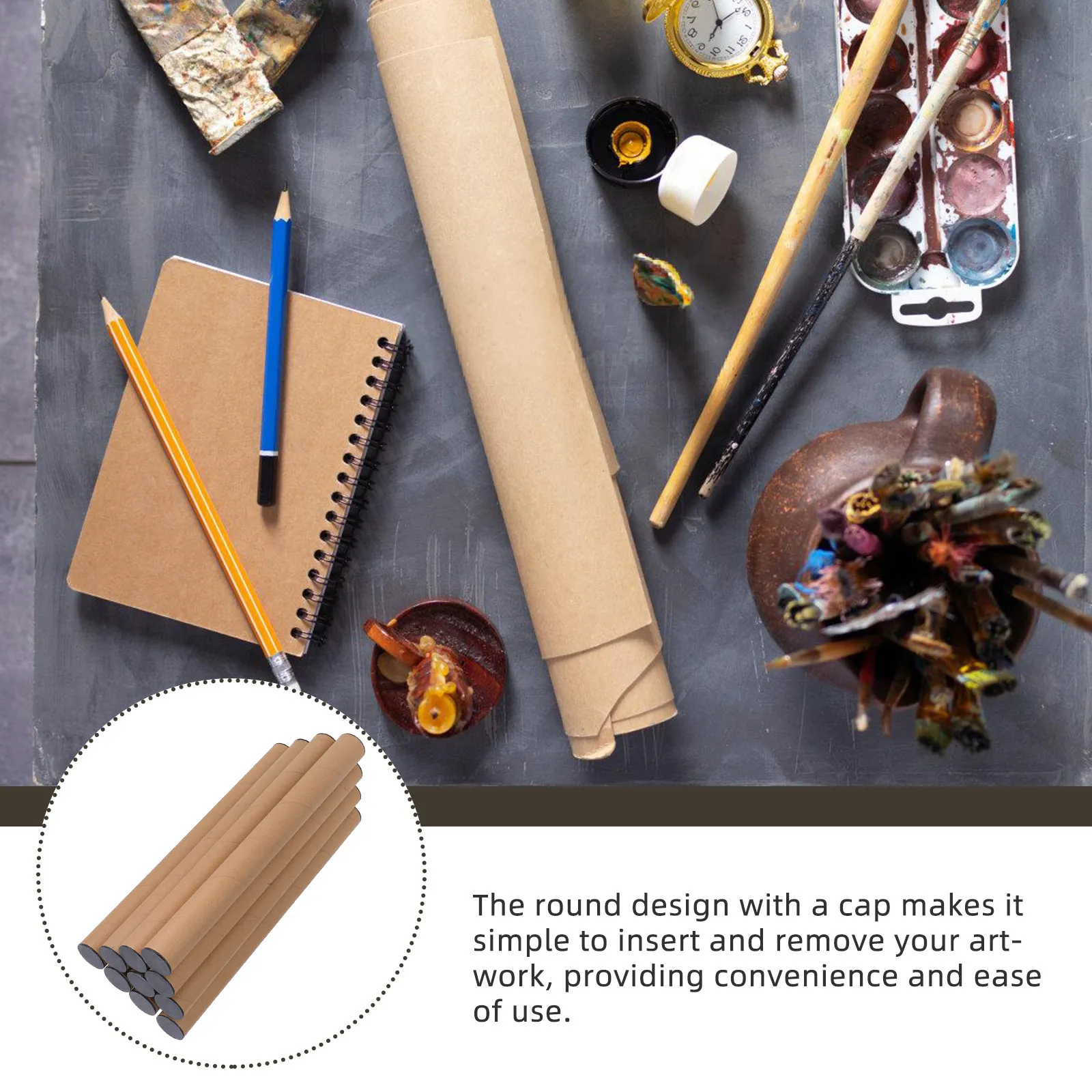 10Pcs Kraft Mailing Tubes with Caps Document Storage Poster Carrier Tube for Architects Artists Blueprints Maps Poster Roll view 5