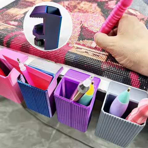 3D Printing Diamond Painting Accessories Colourful Point Drill Pens Holder,with Fixing Clip Storage Box Diy Embroidery Tool