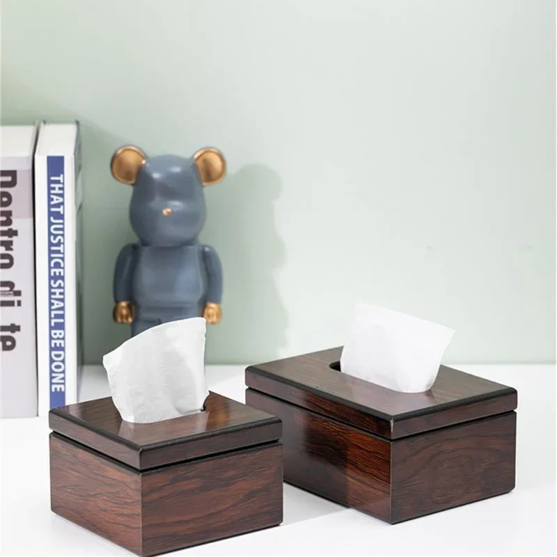 Walnut Wood Tissue Box Commercial Hotel Use Restaurant Paper Drawer Square Wooden Box Advertising Paper Holder