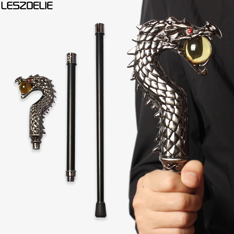 Трость с головой дракона и желтым хрустальным шаром для мужчин, модные трости, женская декоративная трость для Хэллоуина