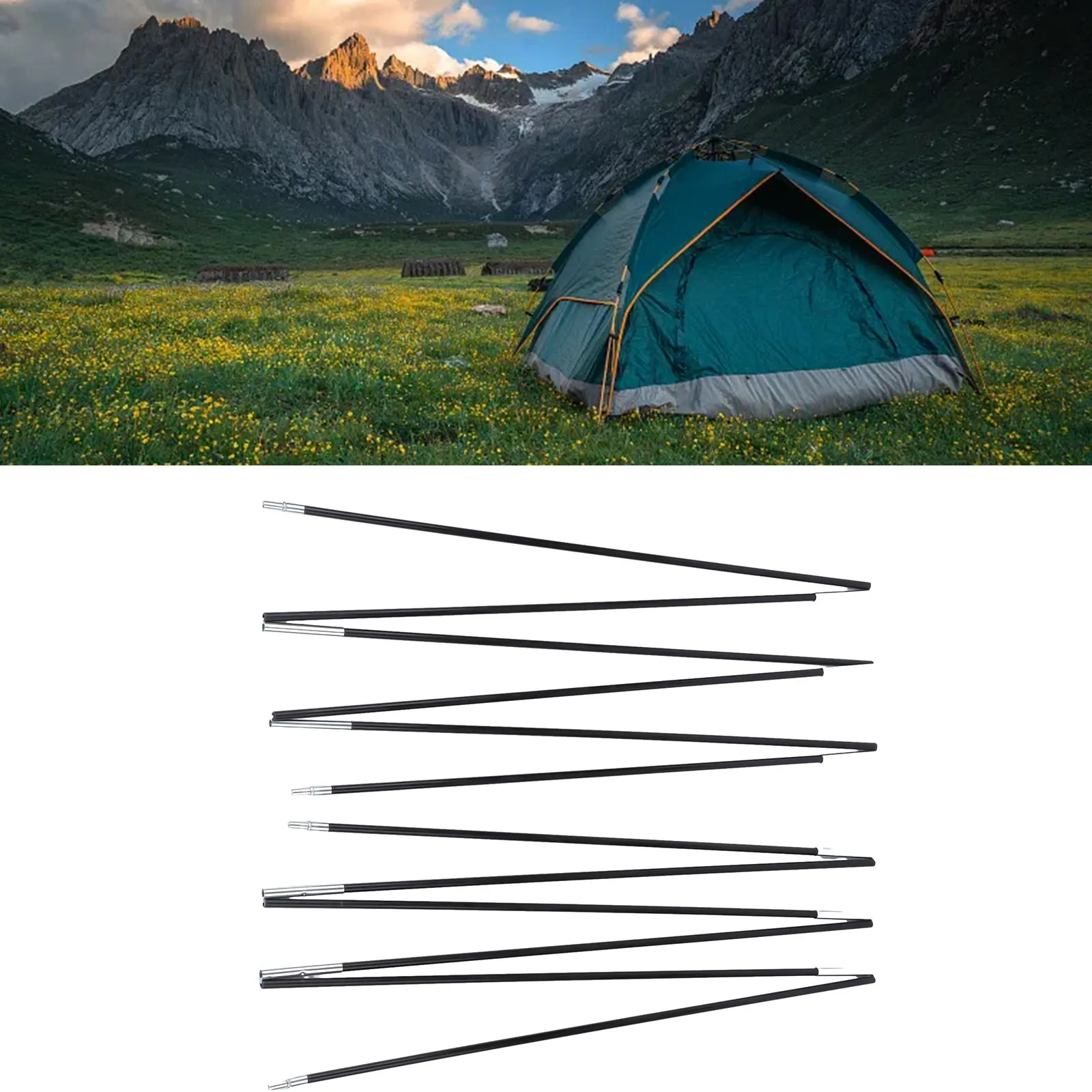 Compact 10ft Fiberglass Tent Poles Easy to Carry Support Rods Offering Stability During Your Outdoor Experiences