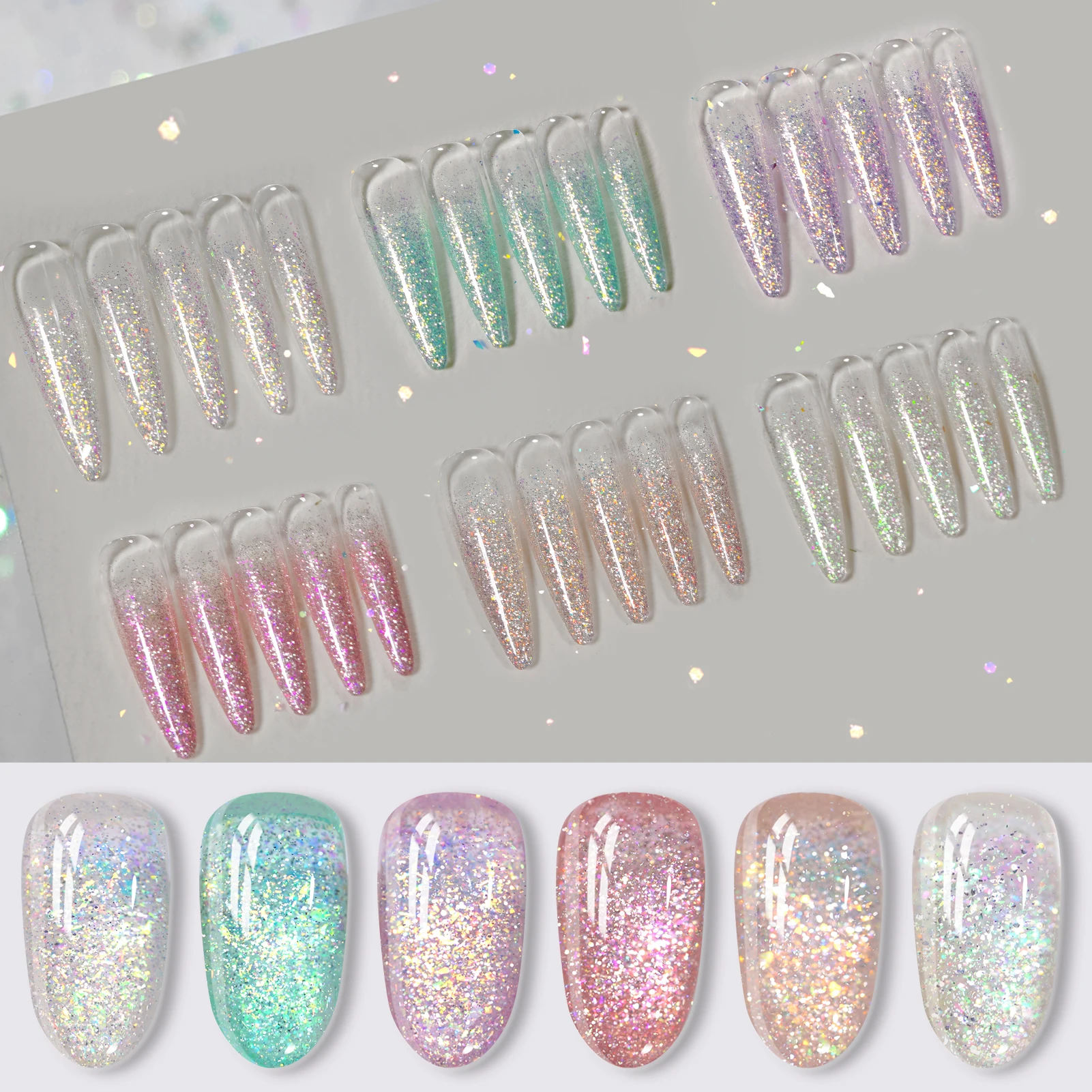 BORN PRETTY 6 ボトル反射グリッタージェルネイルポリッシュセット夏スパークリングウルトラシャインソークオフ UV ジェルネイルアートワニスセット