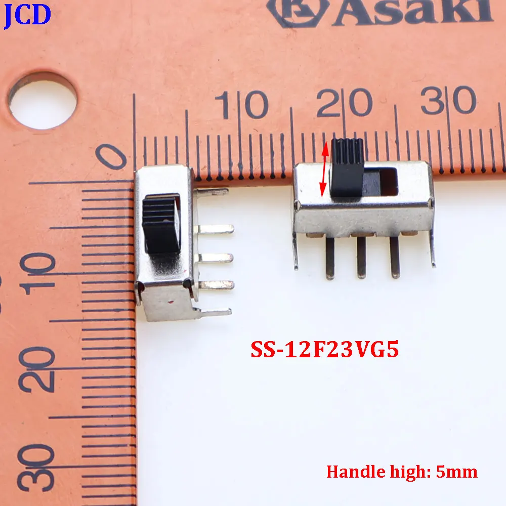 

10-100PCS SS12F23VG5 0.5A 50V Toggle Switch 3PIN 1P2T Switch 90 Degree Curved Needle Slide Switch SS-12F23 Handle high 5mm