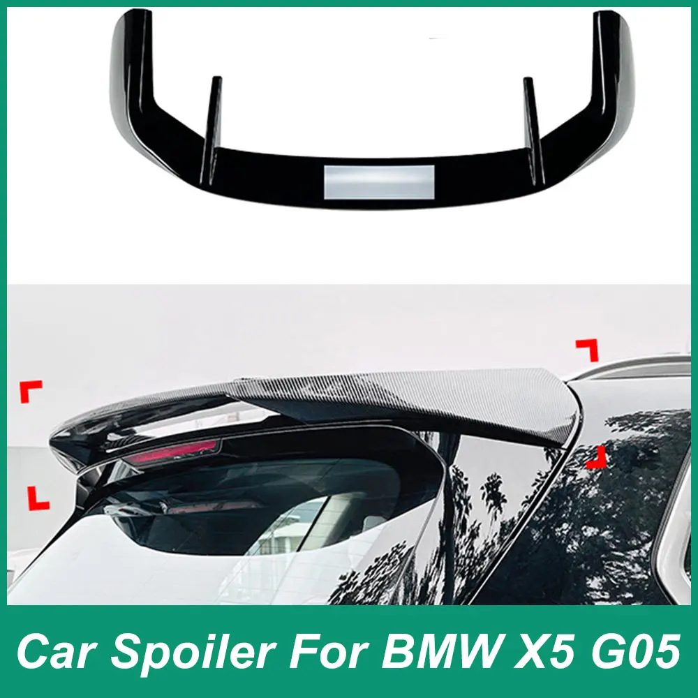 For BMW X5 G05 LCI 2019-2024 Rear Luggage Lid Spoiler Lip Tail Fender ABS Material Automotive Accessories Black Carbon Change