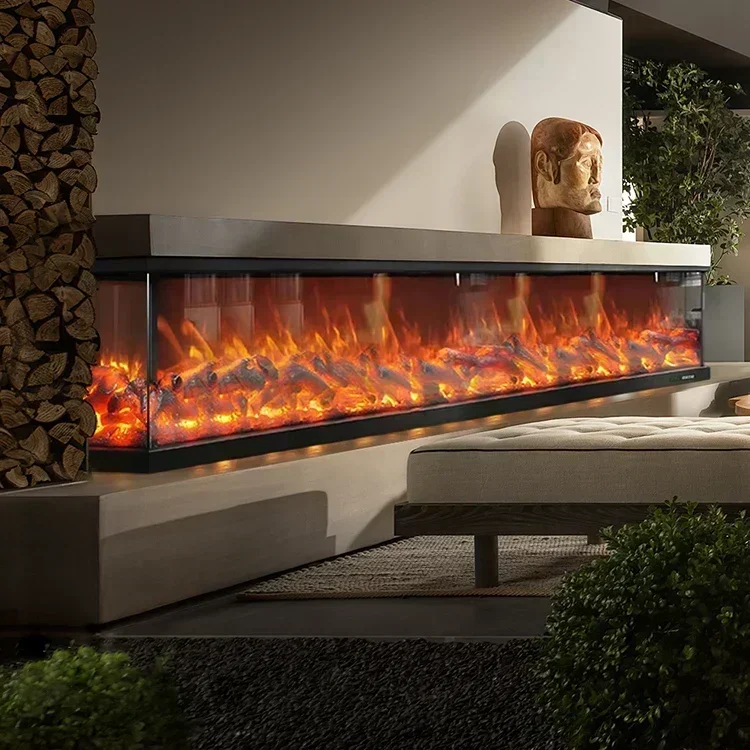 78 Inch 2000mm Electric Fireplace Ce Approval European Foyer Super Large Wall 3 Sided Customization Decorative Home Improvement