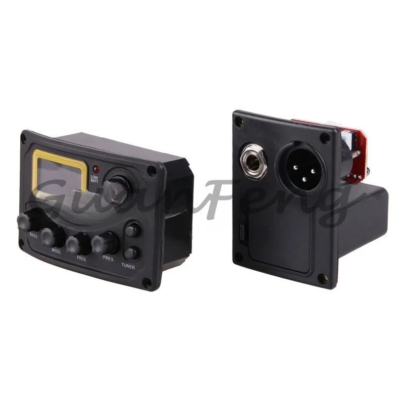 Acoustic Guitar Pickup Tuner 5-Band Eq Equalizer Acoustic Guitar Preamp Piezo Pre-Amp Amplifier System With Volume Knob Lcd Disp