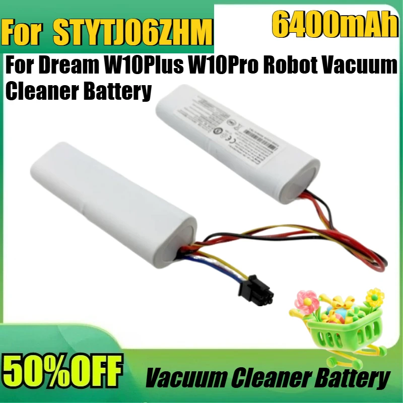 

5200mAh/6400mAh For Free Washing At Mi Home Pro STYTJ06ZHM Battery for Dream W10Plus W10Pro Robot Vacuum Cleaner Battery