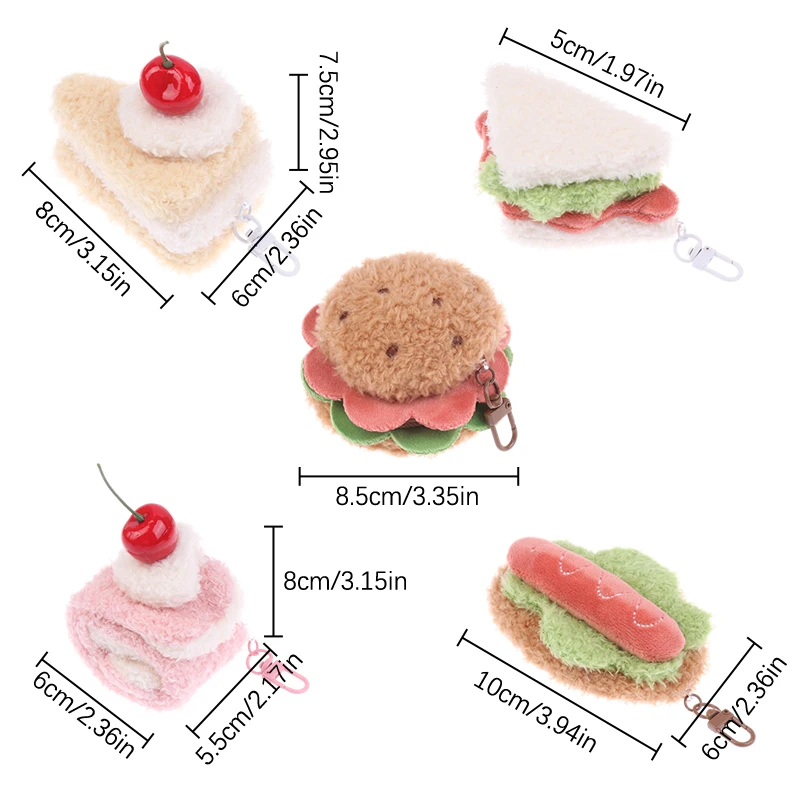 Porte-clés créatif Sandwich Hamburger gâteau, pendentif de sac, accessoires clés, cadeaux de Couple, Simulation de nourriture Kawaii, porte-clés en peluche