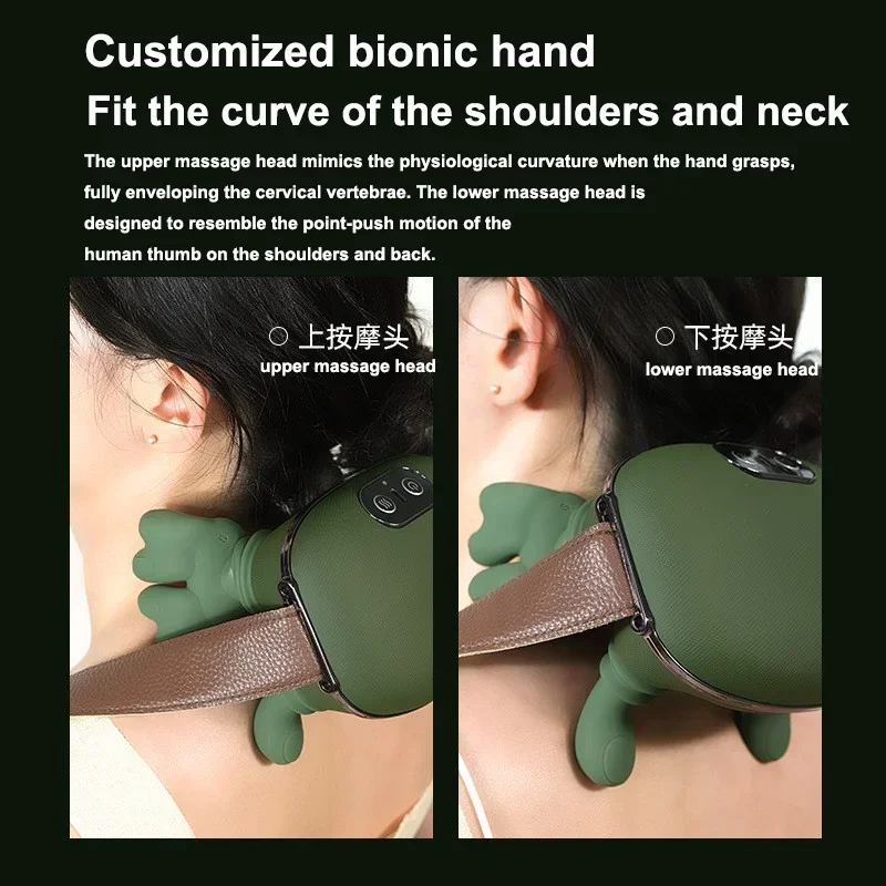 4D Simulated Hand Kneading Cervical Massager Portable Heated Shoulder Back Muscle Relaxer For Daily Body Care