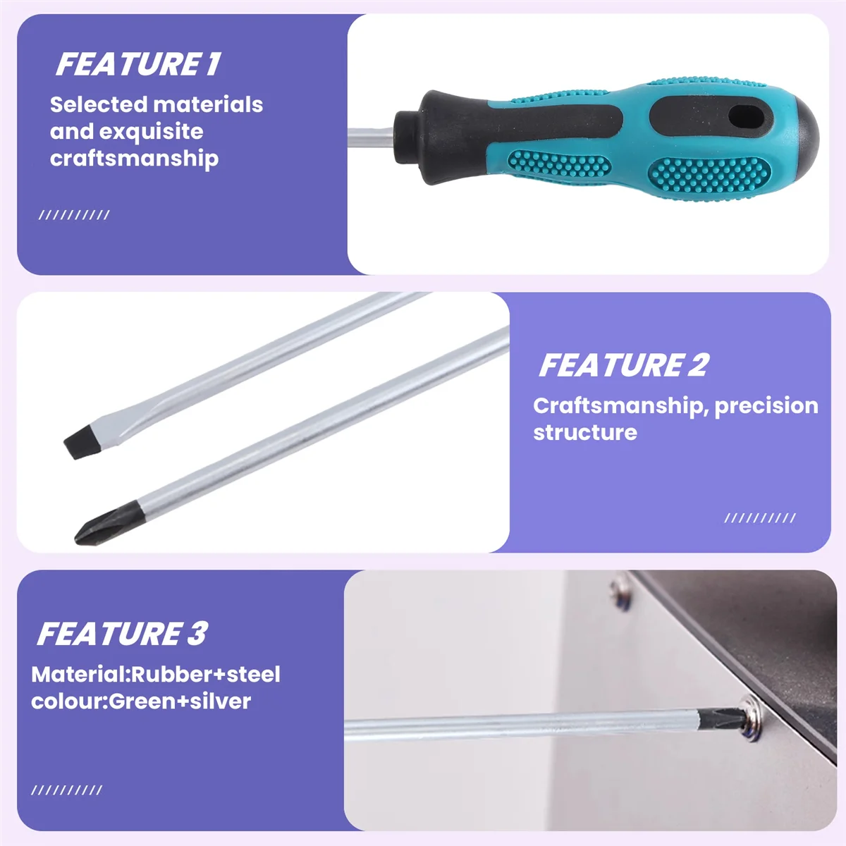 PENGGONG 2Pcs 12 Inch Long Slotted and Phillips Screwdriver Set Magnetic Screwdriver with Rubber Handle